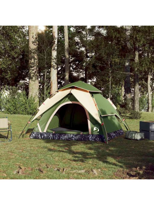 Kempinga telts 4 personām, kupola forma, zaļa
