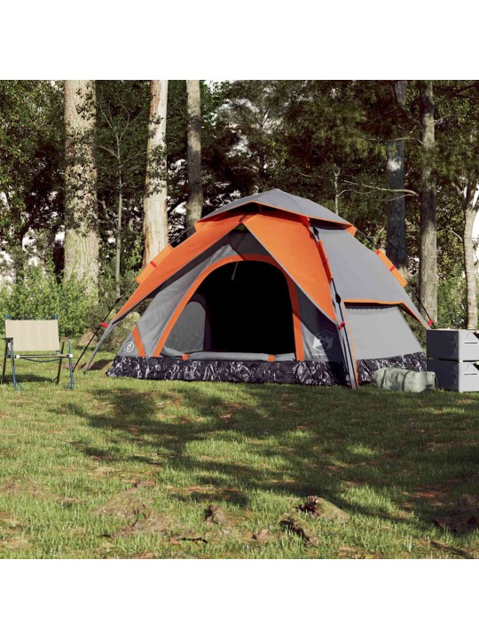 Kempinga telts 5 personām, kupola forma, pelēka, oranža
