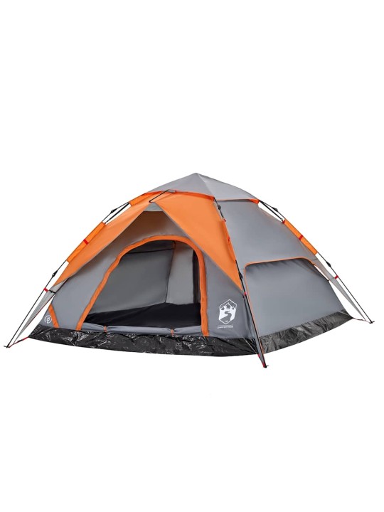 Kempinga telts 5 personām, kupola forma, pelēka, oranža