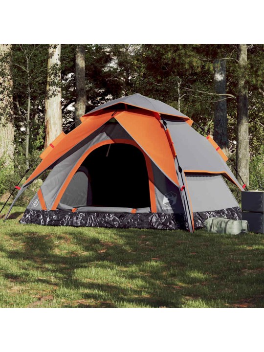 Kempinga telts 5 personām, kupola forma, pelēka, oranža