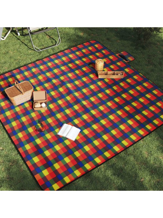Piknika sega, salokāma, krāsaina, 200x200 cm, samts
