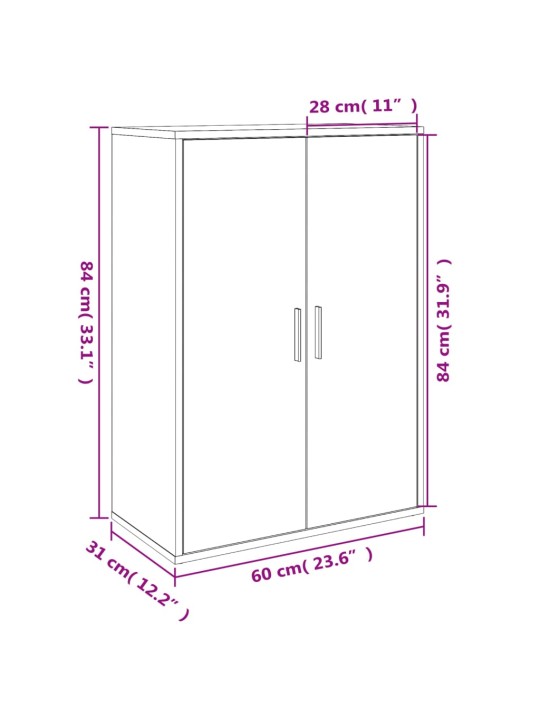 Kumode, balta, 60x31x84 cm, inženierijas koks