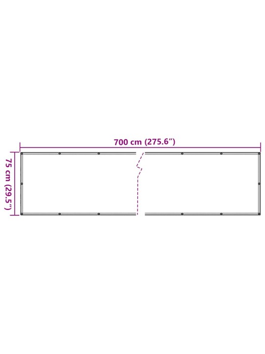 Balkona aizslietnis, pvc, 700x75 cm, balts