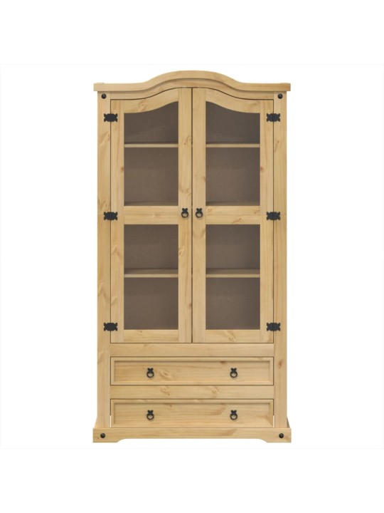 Skapis ar stikla durvīm corona, 99x43x187 cm, priedes koks
