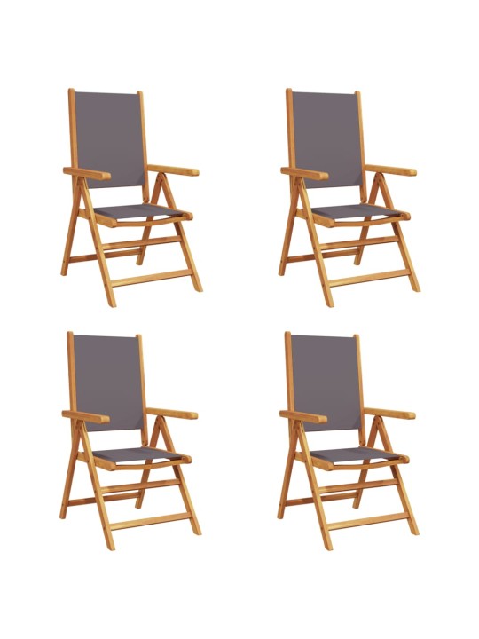 Atgāžami dārza krēsli, 4 gab., antracītpelēks, audums un koks