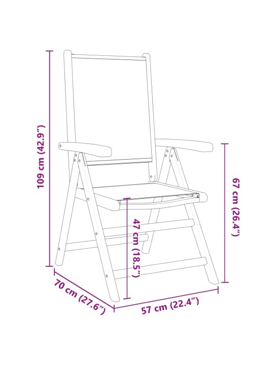 Atgāžami dārza krēsli, 4 gab., antracītpelēks, audums un koks