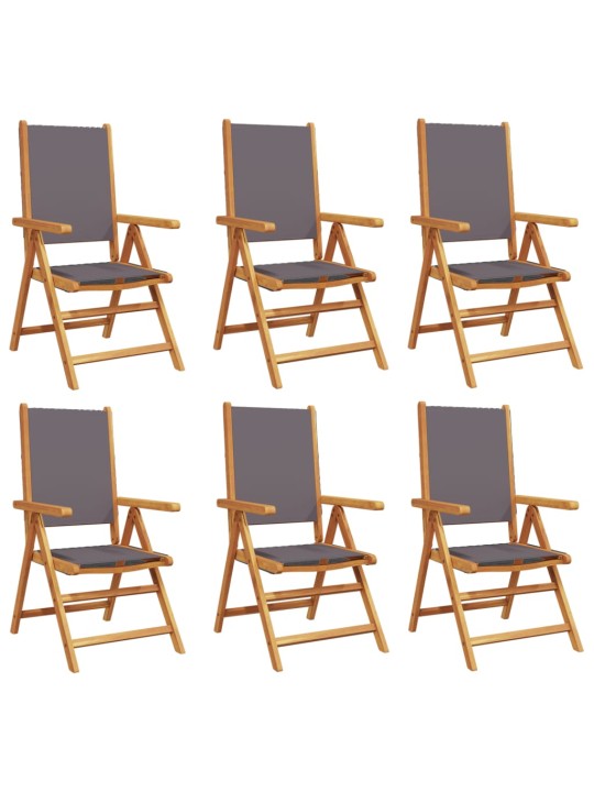 Atgāžami dārza krēsli, 6 gab., antracītpelēks, audums un koks