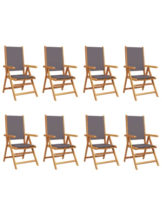 Atgāžami dārza krēsli, 8 gab., antracītpelēks, audums un koks