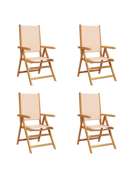 Atgāžami dārza krēsli, 4 gab., bēšs audums, masīvkoks