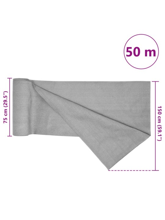 Norobežojošais tīkls, gaiši pelēks, 1,5x50 m, hdpe, 75 g/m²
