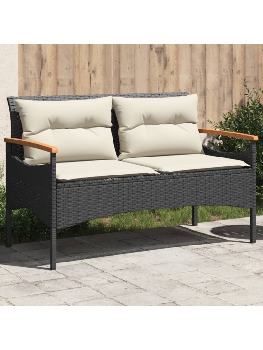 Dārza sols ar matračiem, 116x62,5x74 cm, melna, pe rotangpalma