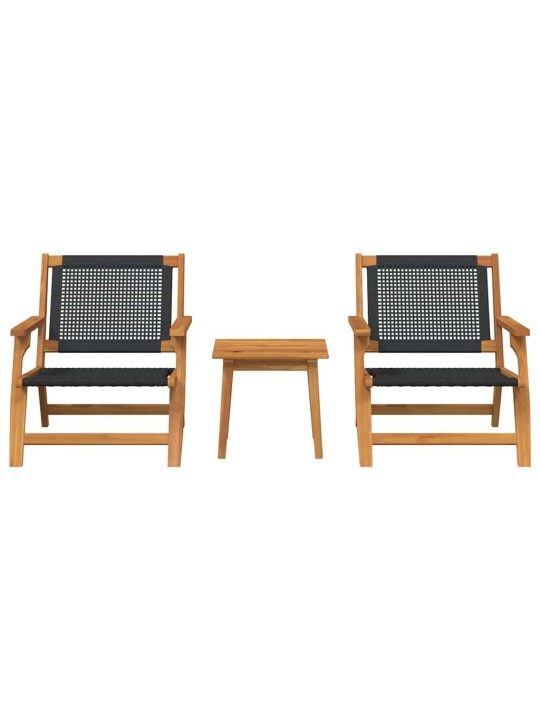 Dārza krēsli ar galdu 3 pcs melna 45 x 45 x 40 cm