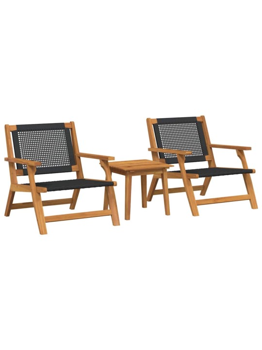 Dārza krēsli ar galdu 3 pcs melna 45 x 45 x 40 cm