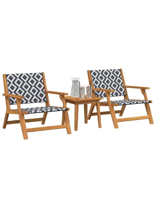 Dārza krēsli ar galdu 3 pcs melna 45 x 45 x 40 cm