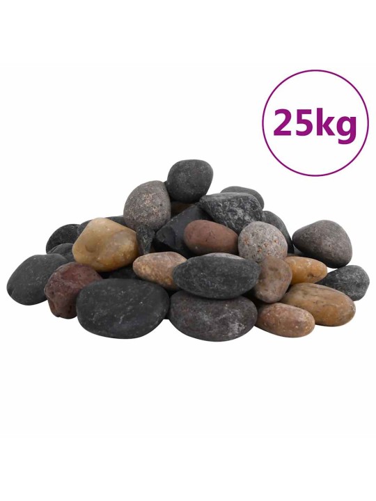Pulēti oļi, 25 kg, krāsaini, 5-8 cm