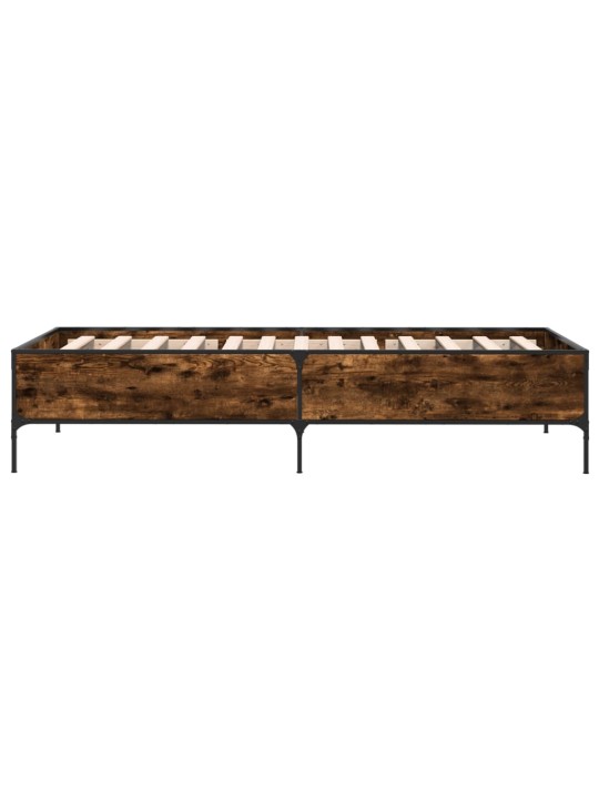 Gultas rāmis, ozola krāsā, 90x200 cm, inženierijas koks, metāls