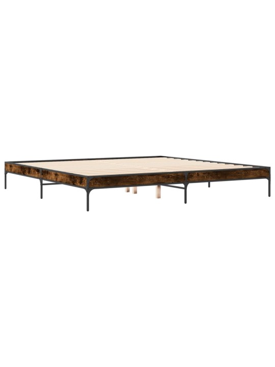 Gultas rāmis, ozola krāsā, 200x200cm, inženierijas koks, metāls