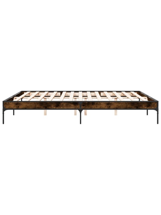 Gultas rāmis, ozola krāsā, 200x200cm, inženierijas koks, metāls