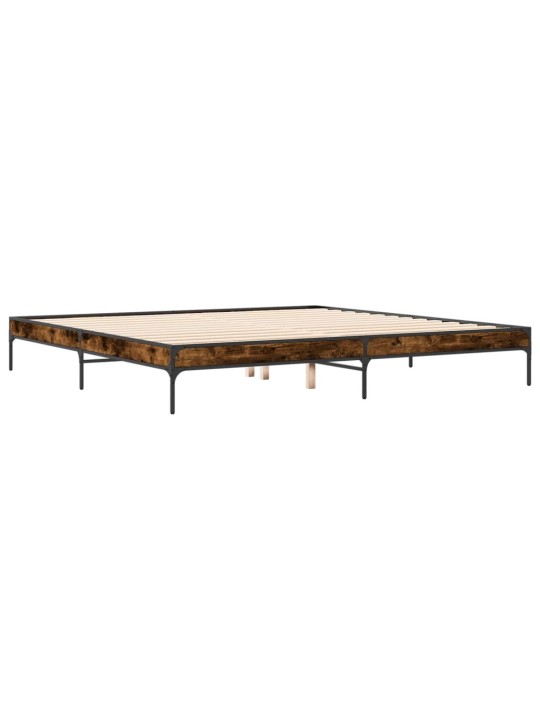Gultas rāmis, ozola krāsā, 200x200cm, inženierijas koks, metāls