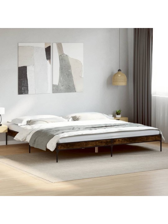 Gultas rāmis, ozola krāsā, 200x200cm, inženierijas koks, metāls