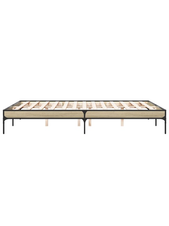 Gultas rāmis, ozola krāsā, 150x200cm, inženierijas koks, metāls