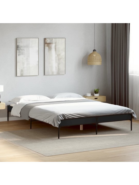 Gultas rāmis, melns, 120x200 cm, inženierijas koks, metāls
