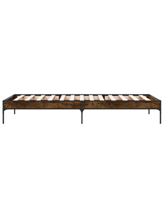 Gultas rāmis, ozola krāsā, 90x200 cm, inženierijas koks, metāls