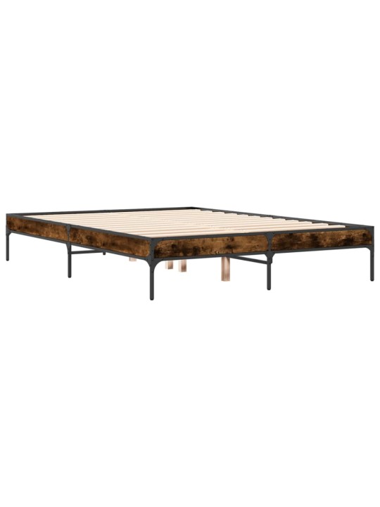 Gultas rāmis, ozola krāsā, 140x190cm, inženierijas koks, metāls