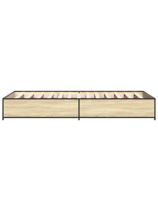 Gultas rāmis, ozola krāsā, 75x190 cm, inženierijas koks, metāls