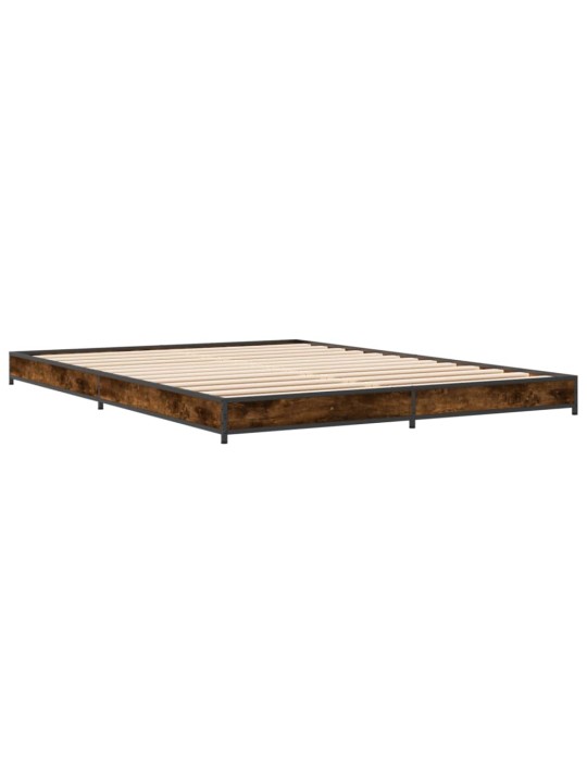 Gultas rāmis, ozola krāsā, 120x200cm, inženierijas koks, metāls