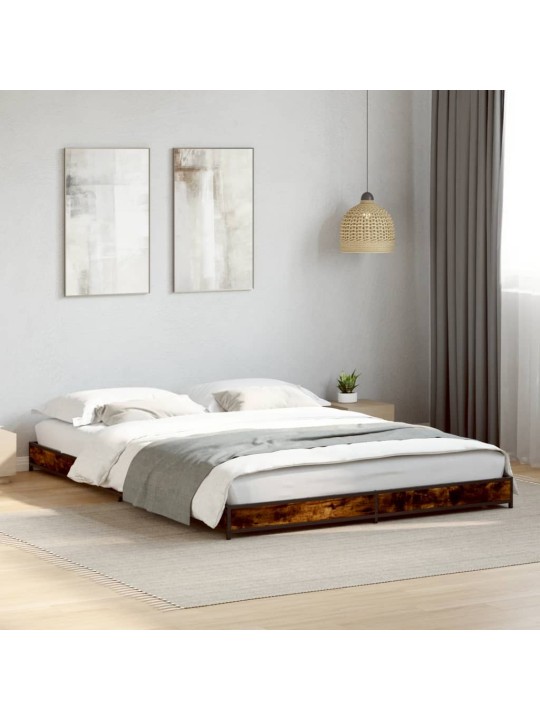 Gultas rāmis, ozola krāsā, 120x200cm, inženierijas koks, metāls
