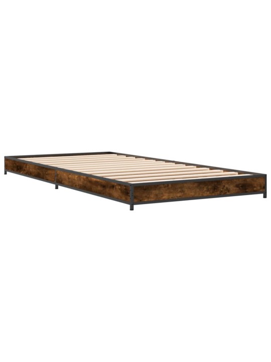 Gultas rāmis, ozola krāsā, 75x190 cm, inženierijas koks, metāls