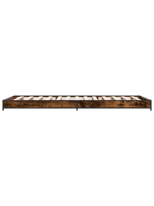 Gultas rāmis, ozola krāsā, 75x190 cm, inženierijas koks, metāls