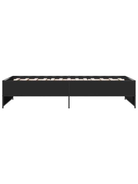 Gultas rāmis, melns, 75x190 cm, inženierijas koks, metāls