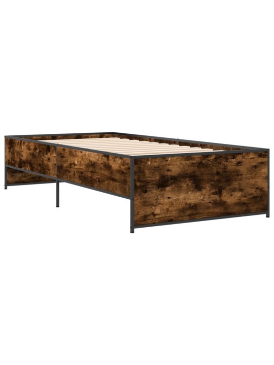 Gultas rāmis, ozola krāsā, 75x190 cm, inženierijas koks, metāls