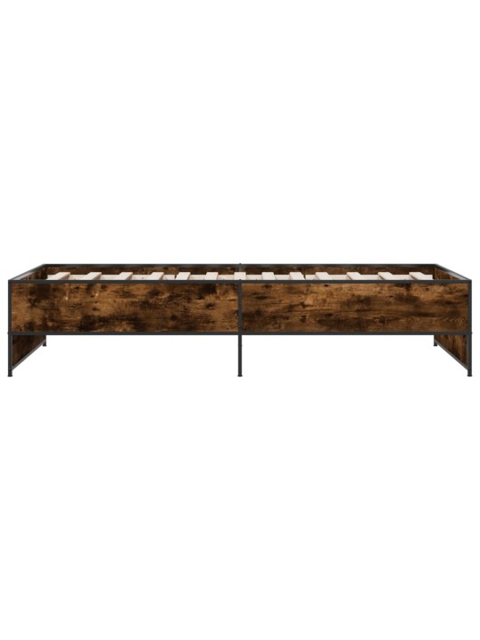 Gultas rāmis, ozola krāsā, 75x190 cm, inženierijas koks, metāls
