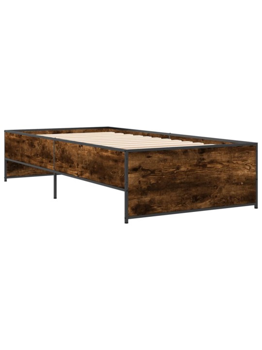 Gultas rāmis, ozola krāsā, 75x190 cm, inženierijas koks, metāls