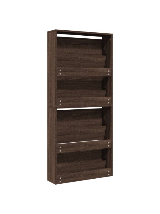 Apavu plaukts ar spoguli, 4 nodalījumi ozola krāsa 63x17x134 cm