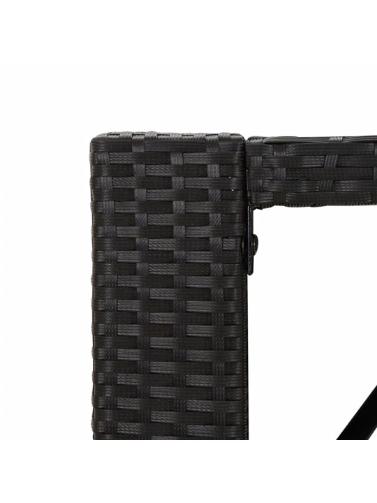 7-daļīgs dārza bāra mēbeļu komplekts ar matračiem, PE, melns