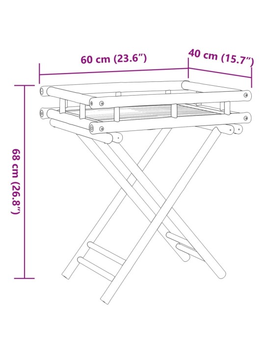 Saliekams paplātes galds, 60x40x68 cm, bambuss