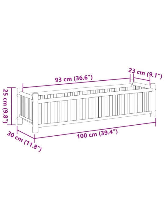 Puķu kaste, 100x30x25 cm, bambuss