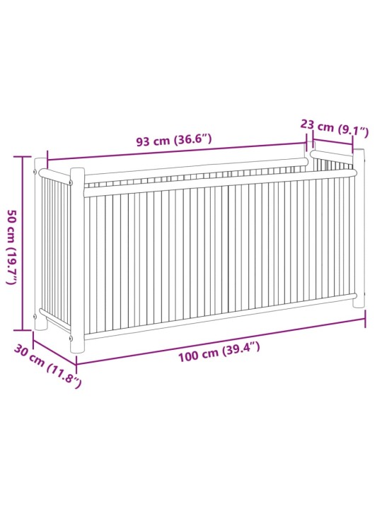 Puķu kaste, 100x30x50 cm, bambuss
