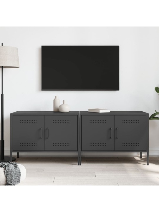 Tv skapīši, 2 gab., melns, 68x39x50,5 cm, tērauds