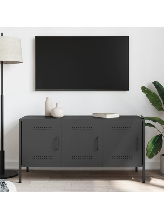 Tv skapītis, 100,5x39x50,5 cm, tērauds, melns