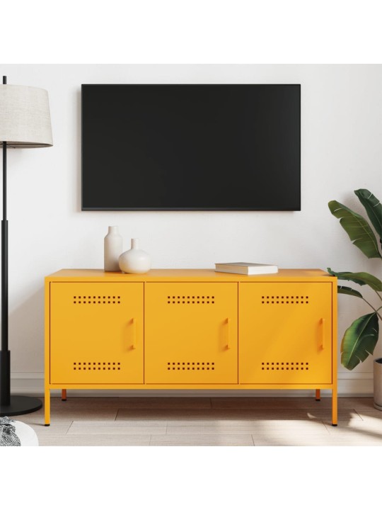 Tv skapītis, 100,5x39x50,5 cm, tērauds, sinepju dzeltens