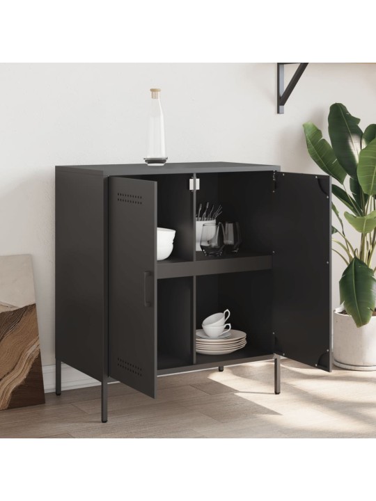Kumode, melna, 68x39x79 cm, tērauds