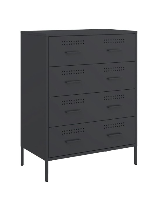 Kumode, melna, 68x39x89 cm, tērauds