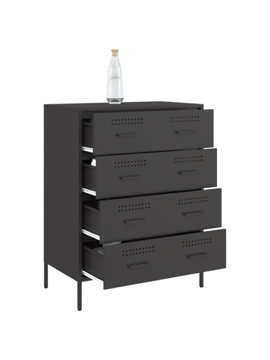 Kumode, melna, 68x39x89 cm, tērauds