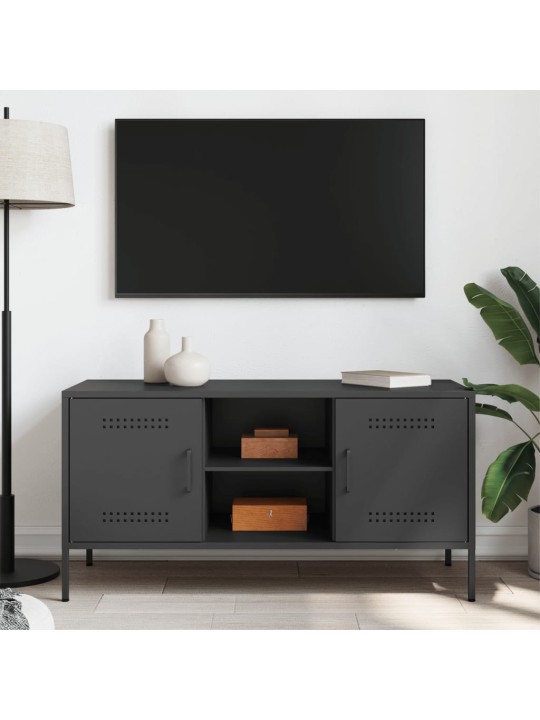 Tv skapītis, 100,5x39x50,5 cm, tērauds, melns
