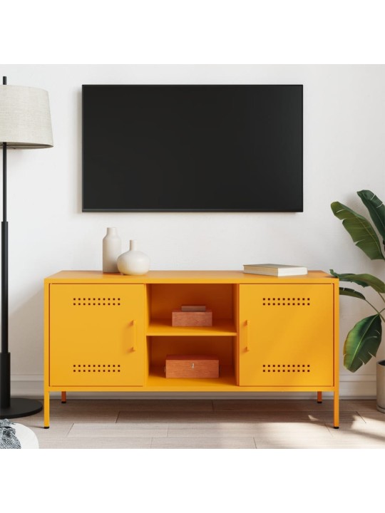 Tv skapītis, 100,5x39x50,5 cm, tērauds, sinepju dzeltens
